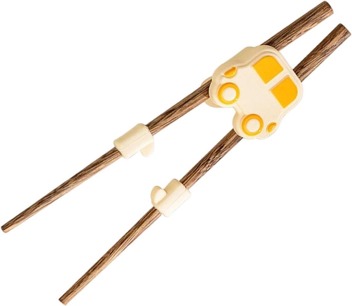 Kinder Eetstokjes - Oefen Stokjes - Zelfstandig Eten - Antislip Vingerhulp - 4 x 18.1 cm - Geel