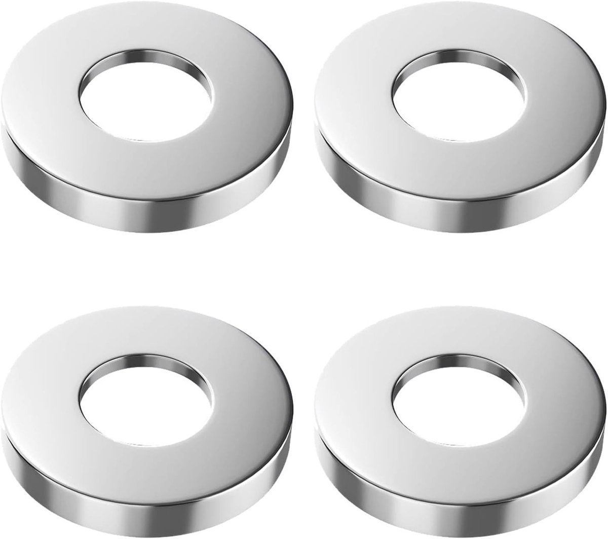 Set van 4 RVS Douchekraan Rosettes, Water Tap Afdekkappen, Geschikt voor Fittingen met Diameter 70mm en Hoogte 10mm