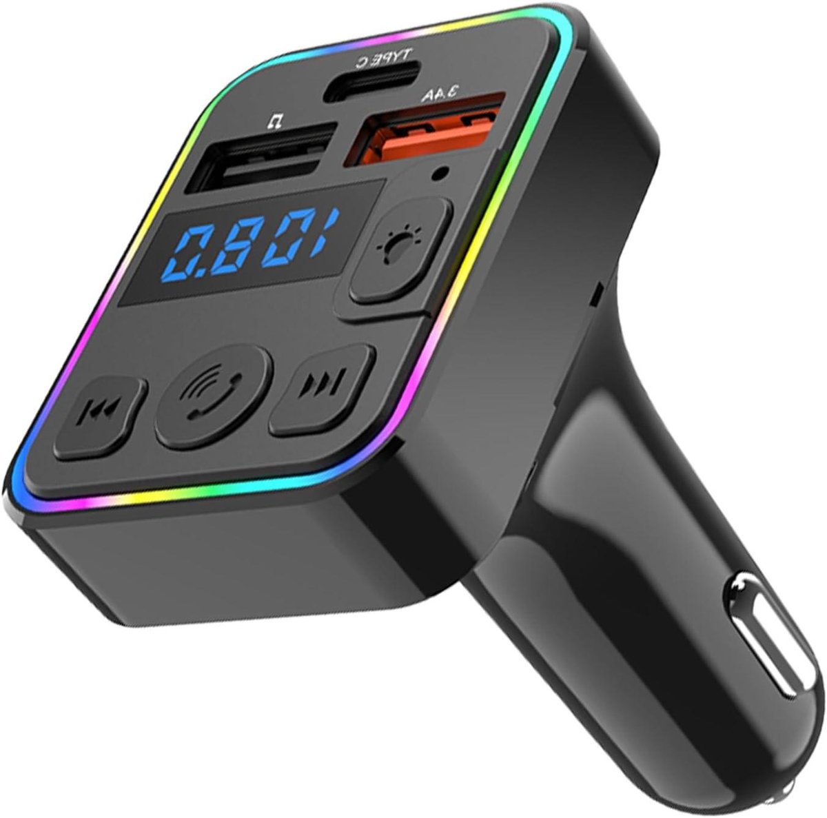 Muziekadapter Auto - FM Zendermodule - Muziek Streamen - Dubbele USB Type C - 83 x 50 x 45 mm