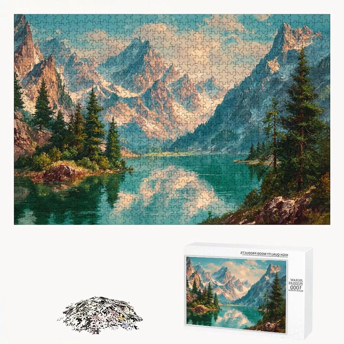 Puzzel 5000 stukjes - Legpuzzel Volwassenen - Ontspanning en Mindfulness - Premium Lindehout - 181 x 105 cm - Bergmotief