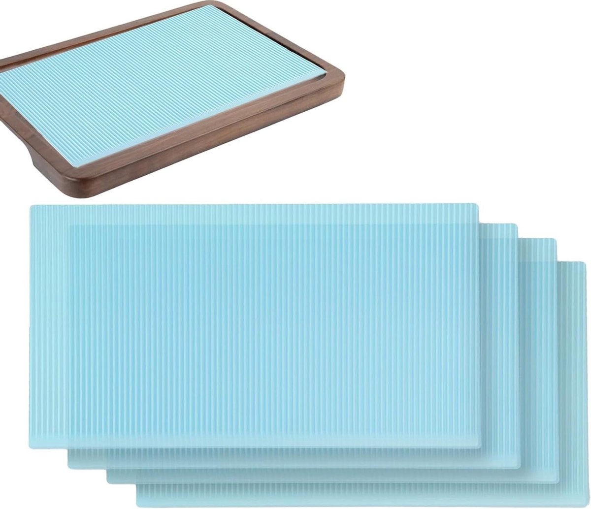 Koelkast inlegvellen - Antislip matten - Keuken organiseren - Effectieve lek controle - 4 stuks - Blauw