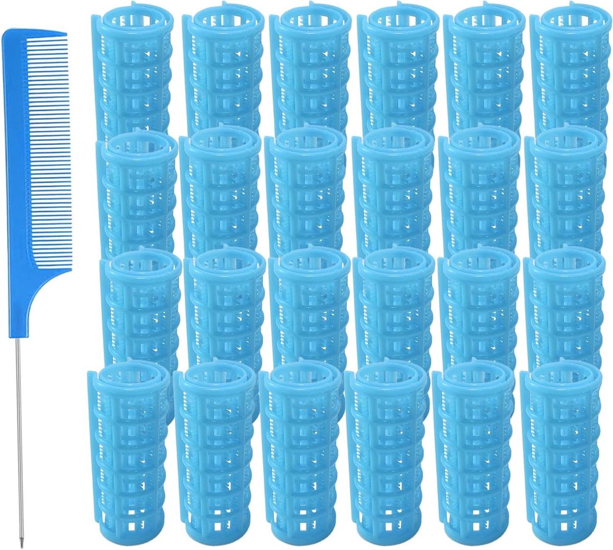 Haarrollers Set - Krulspelden - Zonder Hitte Krullen - Zelfklevend - 24 Stuks - Lichtblauw