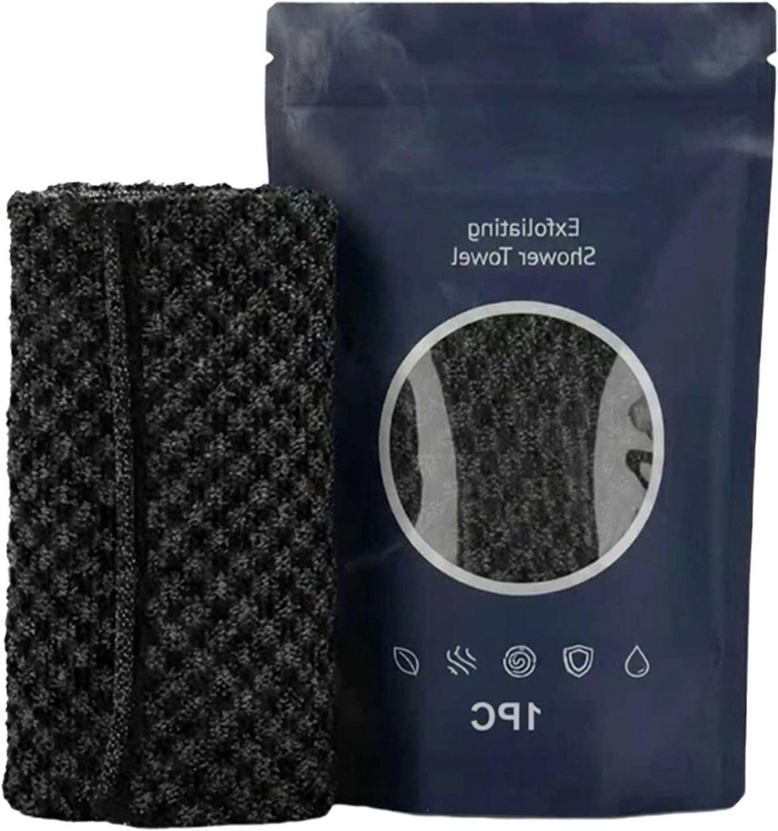 Scrub Washandje - Douchedoek - Huid Reinigen - Getextureerde Massage - 22 x 100 cm - Grijs
