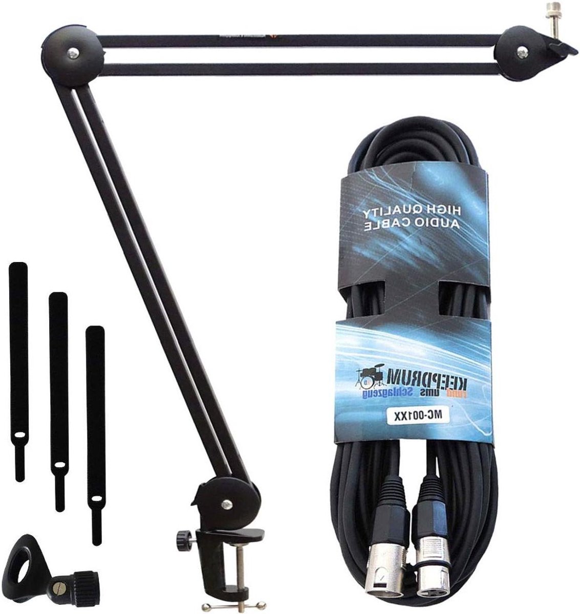 Scharnierarm Microfoonarm - Tafel Statief - Opnames Maken - 360 Graden Draaibaar - Tot 100cm Bereik - Zwart