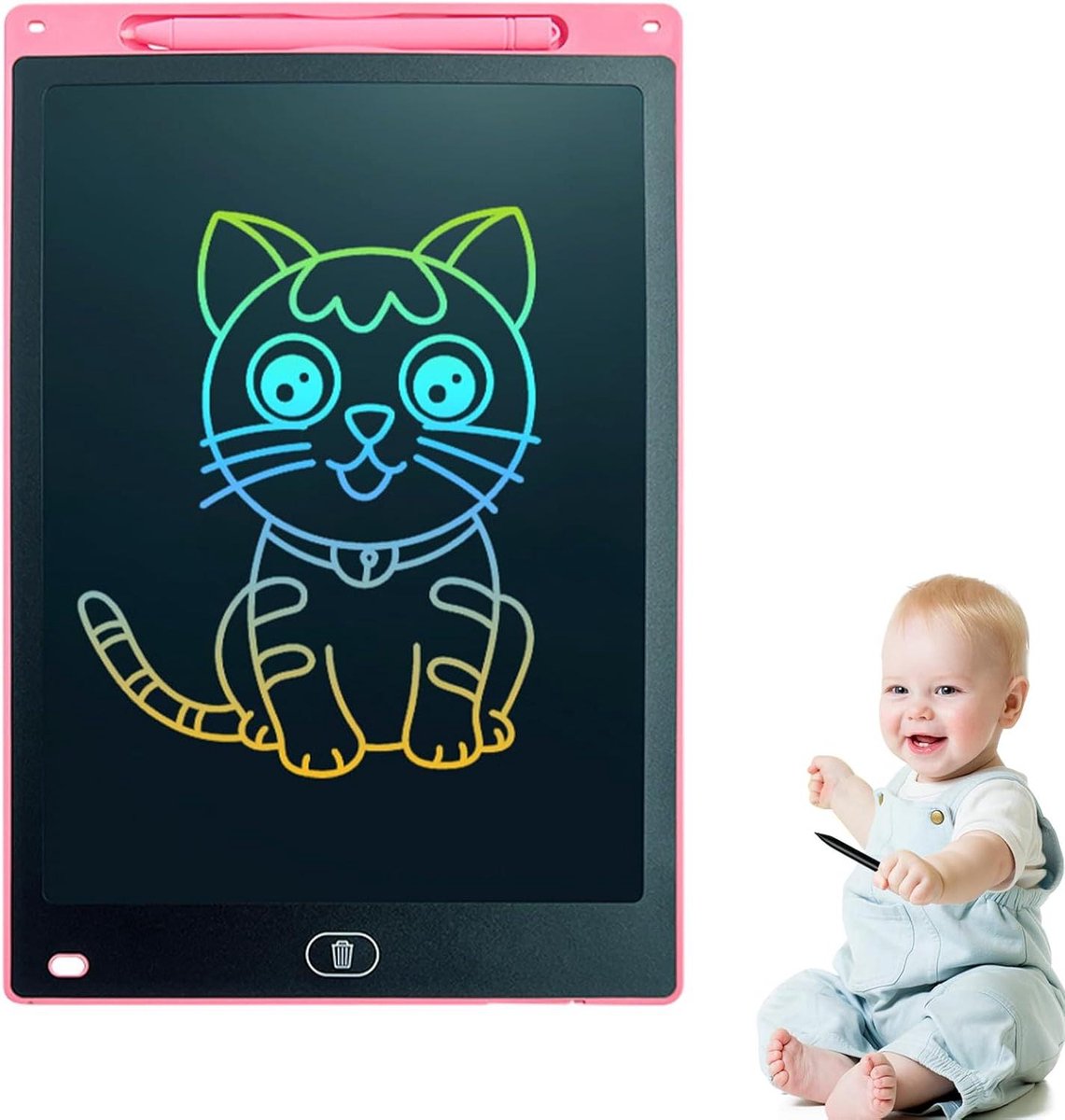LCD Schrijftablet - Tekentafel Kinderen - Leren en Tekenen - Oogvriendelijk Scherm - 8.5 Inch - Lichtroze