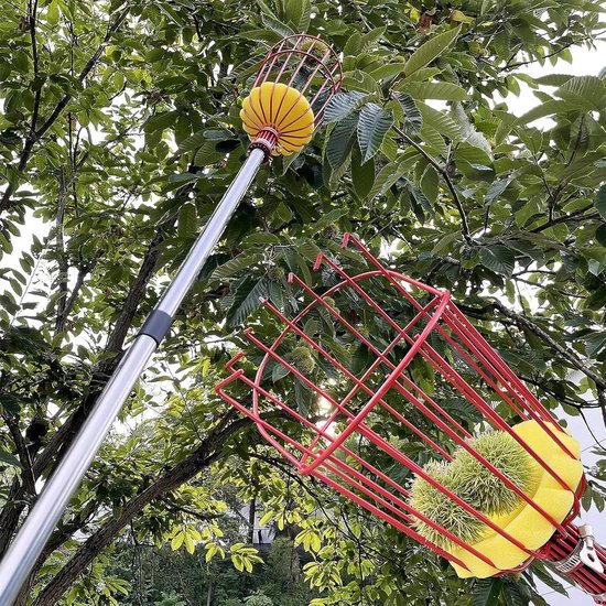 Fruitplukker met mand - Fruitgrijper stok - Fruit oogsten - Telescopische paal - Tot 3.2 meter - Blauw — afbeelding 5