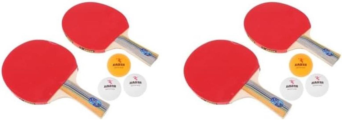 Tafeltennis Set - Rackets Ballen - Sport Spel - Lange Steel - 28 cm - Rood Zwart