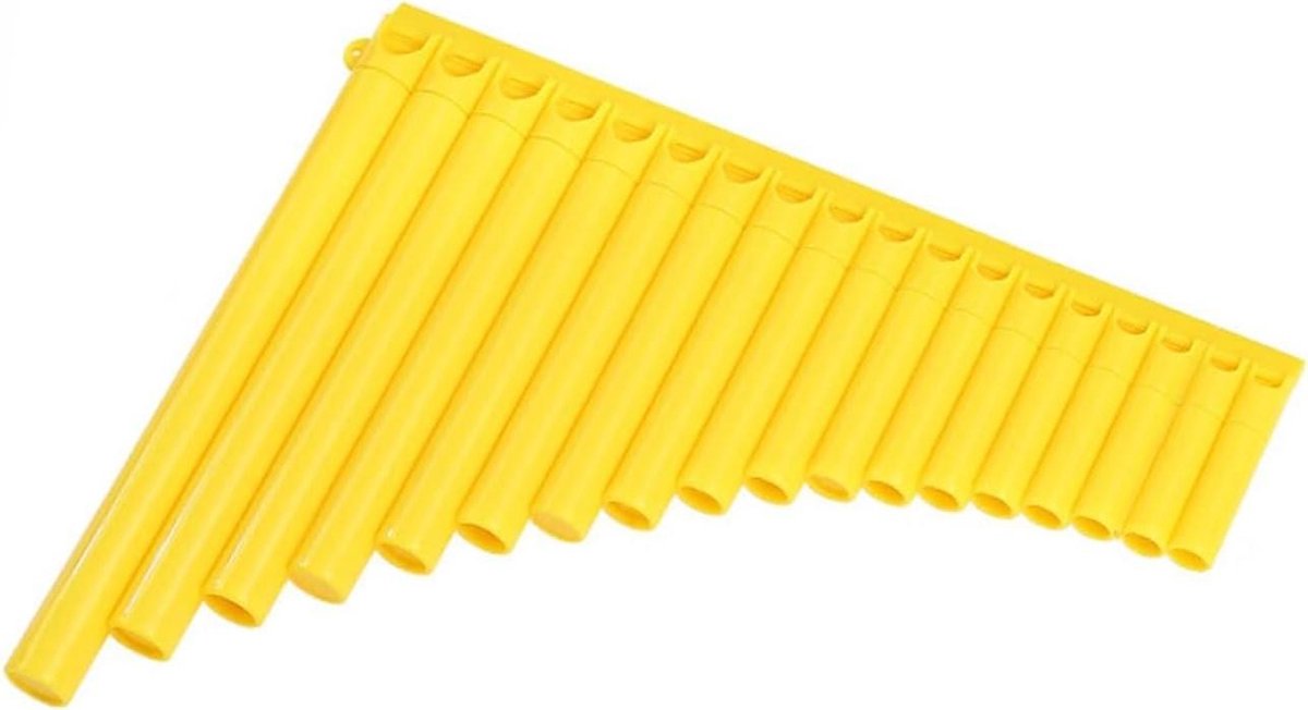 Panfluit - Houten Fluit - Muziek Leren - 18 Pijpen - 24.6 cm - Geel