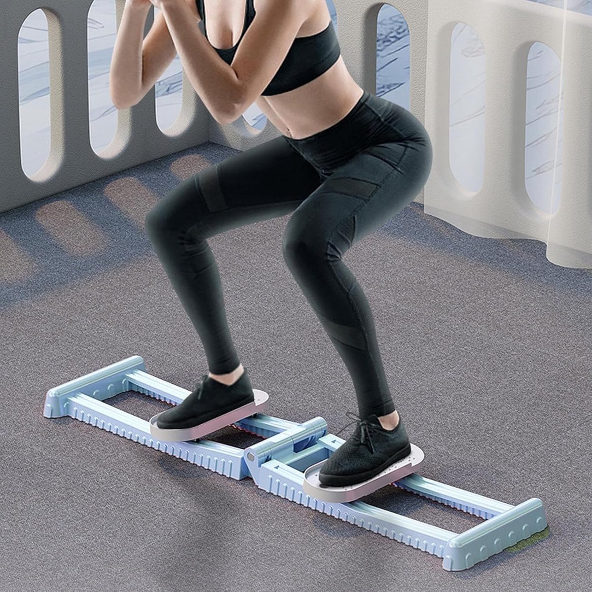 Benen Oefenaar op Ski Simulator - Maat 44,69 x 11,81 x 2,36 inch, opvouwbare bekkenvloer spiertrainer, heuptrainer voor vrouwen | Weerstand skimachine