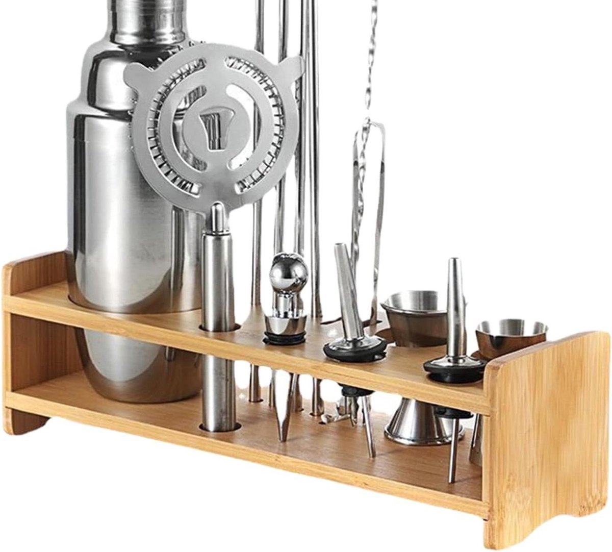 Shaker standaard - Bar tool houder - Cocktails maken - Houten design - 312 cm - Houtkleur