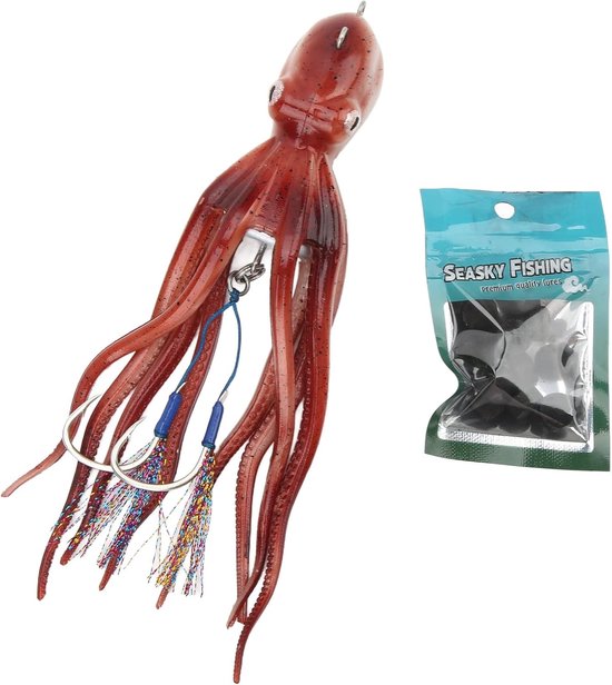Inktvis Aas - Kunstaas Octopus - Zeevissen Lokaas - Gecomprimeerde Inkt - 300 G - Rood — afbeelding 4