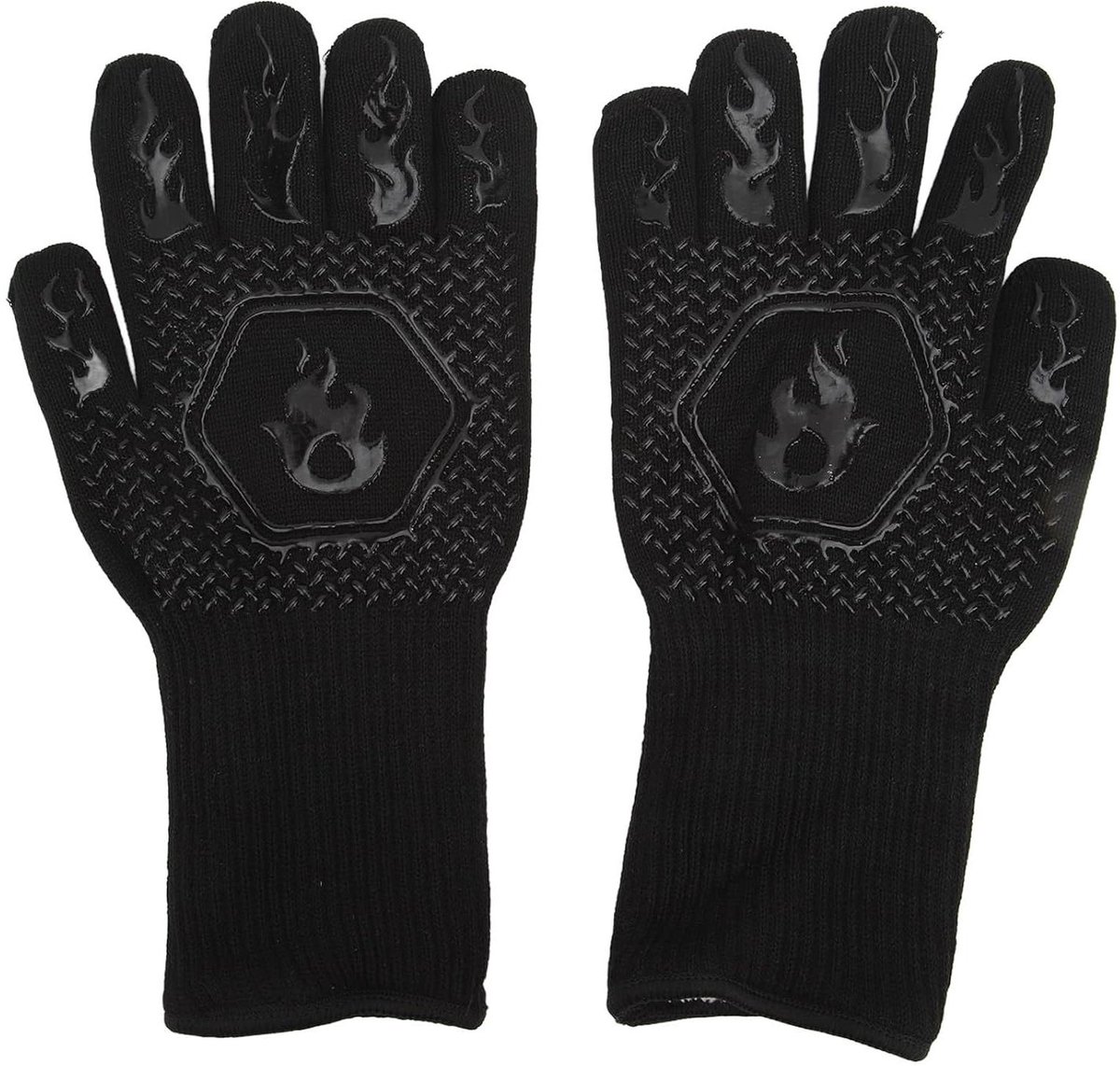 Hittebestendige Handschoenen - Grill Oven - Veilig Koken - Dubbelzijdig Antislip - 33 cm Lengte - Zwart