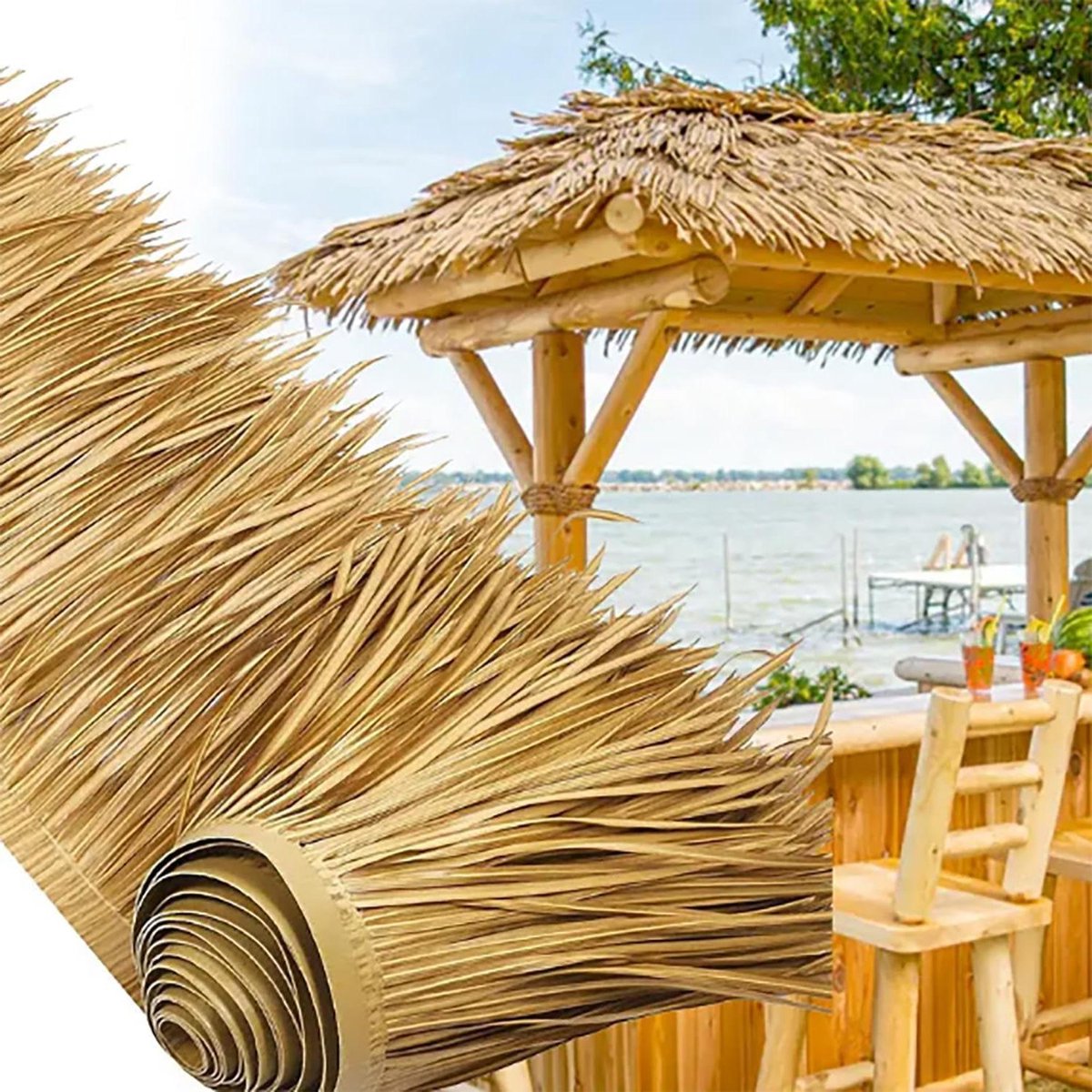 Dakbedekking Op Rol - Kunstmatig Riet - Terras Decoratie - Onderhoudsvrij Materiaal - 4 Me