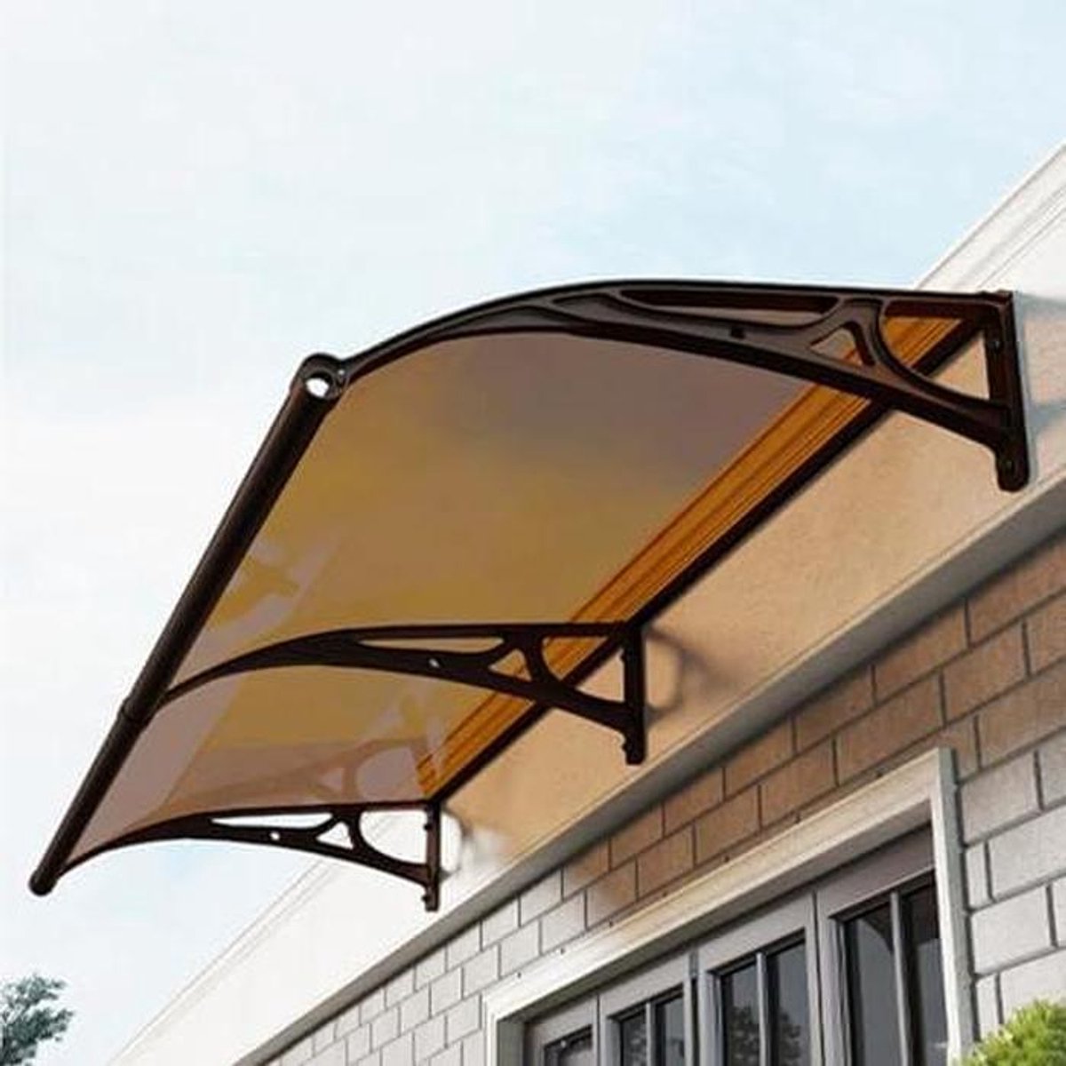 Gebogen Raamluifel - Terras Overkapping - Buiten Beschermen - UV Bestendig - 60x160cm - Bruin