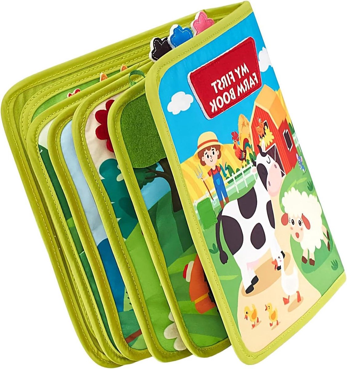 Sensorisch Speelgoed Baby - Educatief Boek - Fijne Motoriek Trainen - Boerderij Thema - 25 x 22 x 3 cm