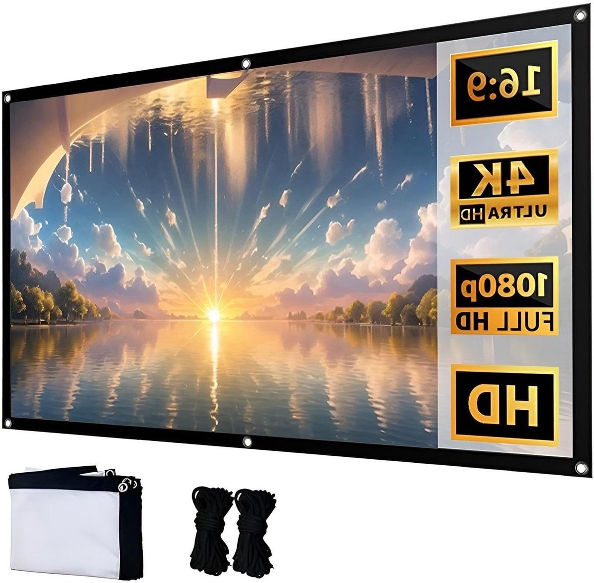Projectiescherm - Filmscherm - Thuisbioscoop - Kreukvrij canvas - 300 Inch - Zwart