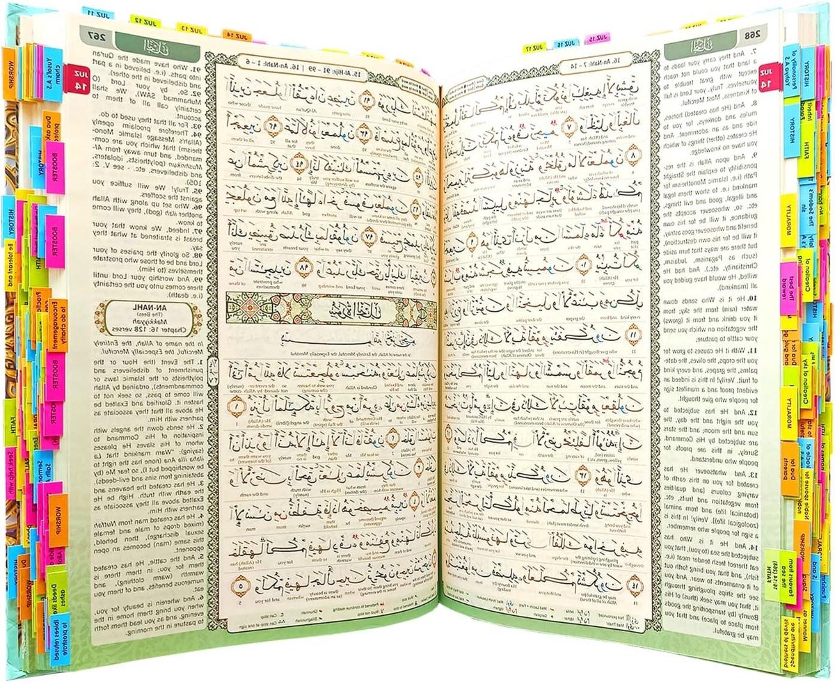 Quran Viral Maqdis Noble Quran Word for word translation with meaning Quran Quran Book Color Holy English Arabic Color-coded Thematic Index Bookmark (White, Tags MQ B5 Size)