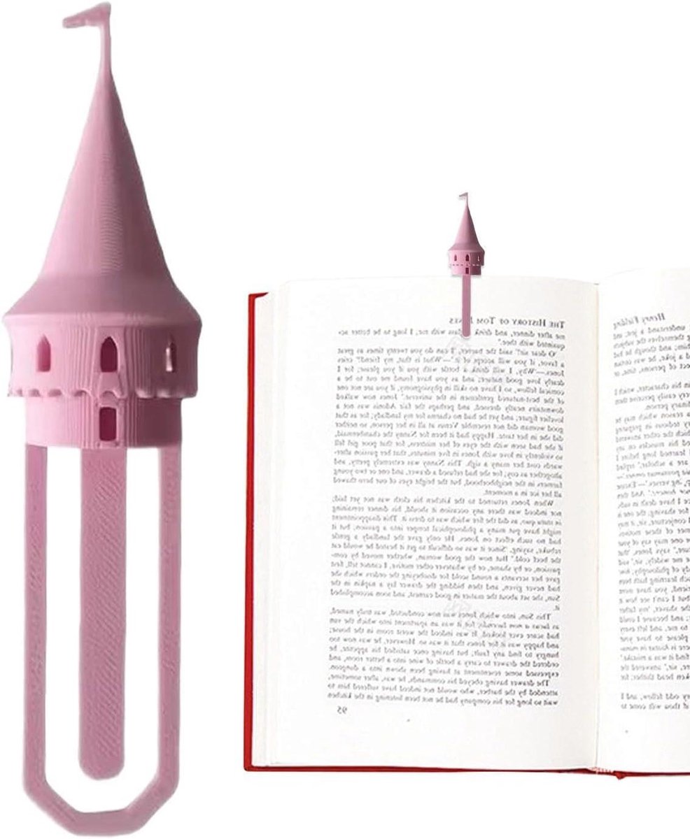 Bladwijzers Kasteeltoren - Boekenleggers Pagina - Boeken Lezen - Artistiek 3D Ontwerp - 11 x 4 x 3 cm - Roze