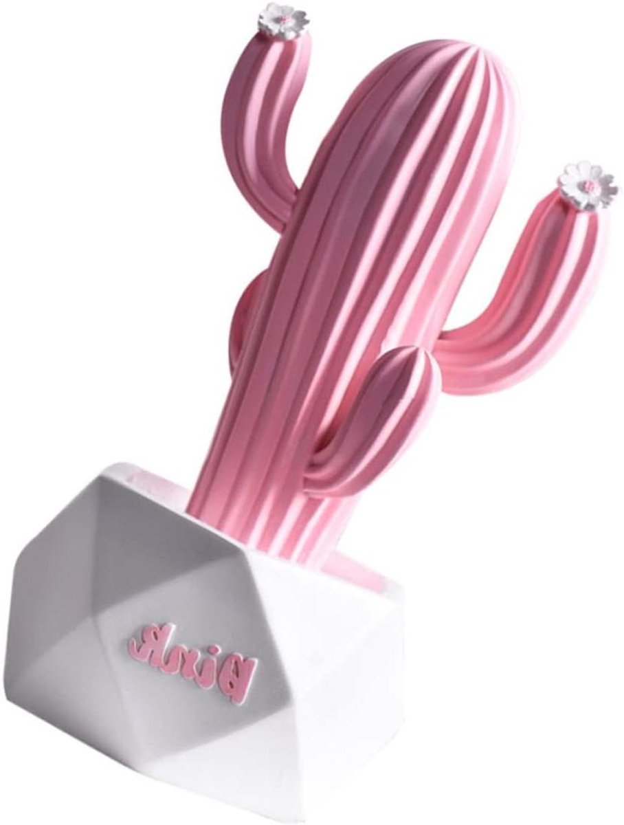 Kunstplant Cactus - Hars Ornament - Huis Decoratie - Veilig Materiaal - 221 Gram - Roze