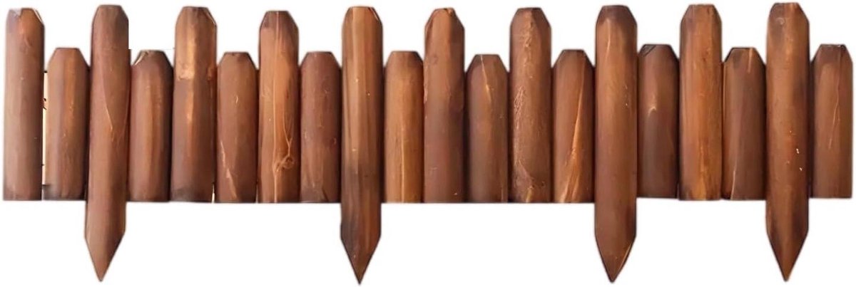 Houten Tuinranden - Piket Hekwerk - Tuin Decoratie - Flexibel Monteerbaar - 25/30cm - Verkoold