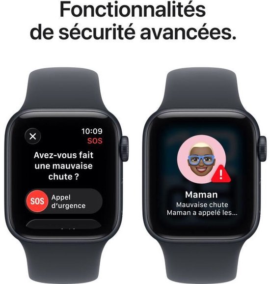 Apple Watch met SOS noodoproepen en mededelingen.