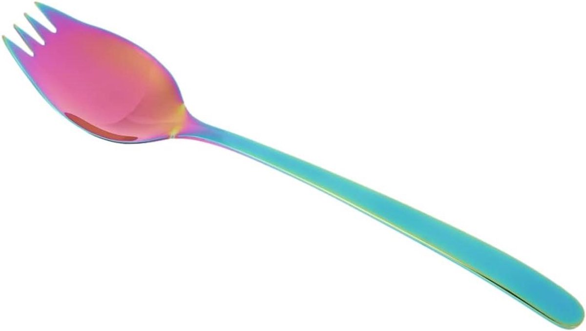Salade Lepel Vork - Spork RVS - Dessert Eten - Geïntegreerd Ontwerp - 21 cm - Zilverkleurig