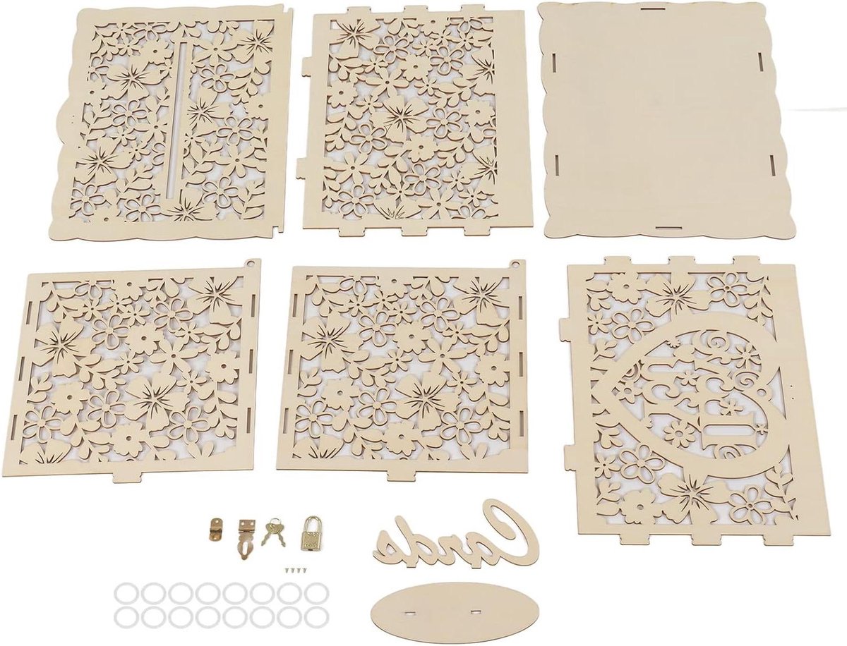 Bruiloft Spaarpot - Houten Doos - Cadeau Kaarten - DIY Kleurbaar - 32 x 27 cm - Natuurlijk Hout