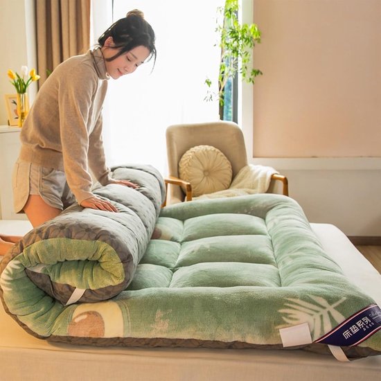 Futon Matras - Vouwbed Logeerbed - Comfortabel Slapen - Huidvriendelijke Flanel - 180 x 200 cm - Zwart — afbeelding 3