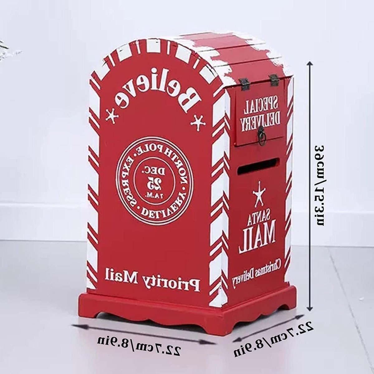 Metalen Brievenbus - Postopslag Decoratie - Feestelijke Post Ontvangst - Roestvrij Duurzaam Ijzer - 39x22.7x22.7cm - Rood