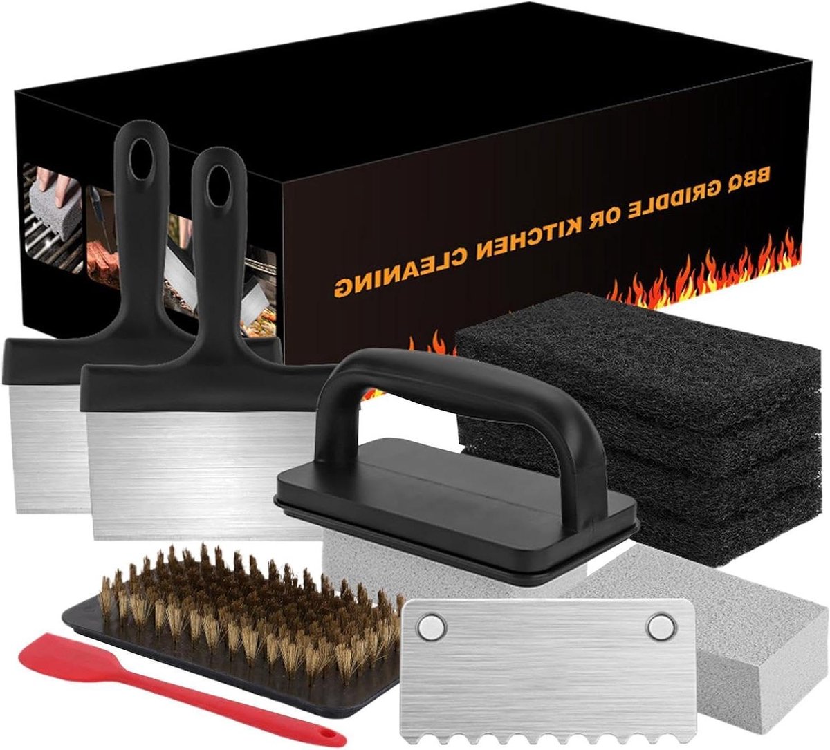 Reinigingsset Bakplaten - Grill Schrobbers - Vet Verwijderen - Hittebestendige Koppen - 1.34 kg - Grijs
