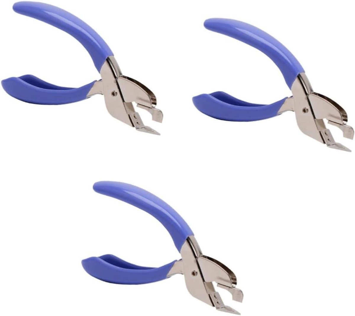 Nietjesverwijderaar Set - Ontnieter Tool - Kantoor Werk - Snel Zonder Schade - 3 Stuks - Blauw