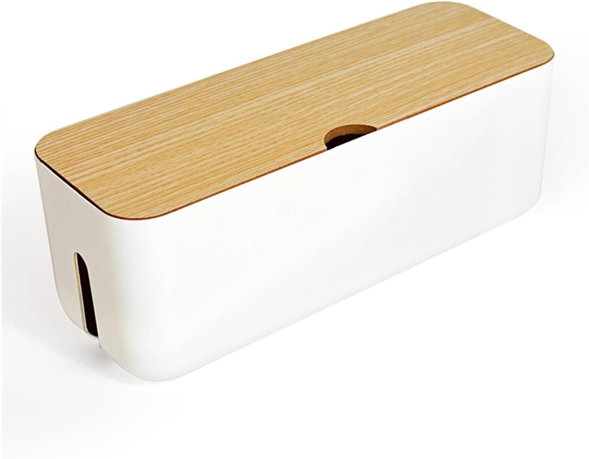 Kabel Opbergdoos - Snoer Organizer - Bureau Opruimen - Warmte Afvoer Ontwerp - 30x11x11 cm - Wit