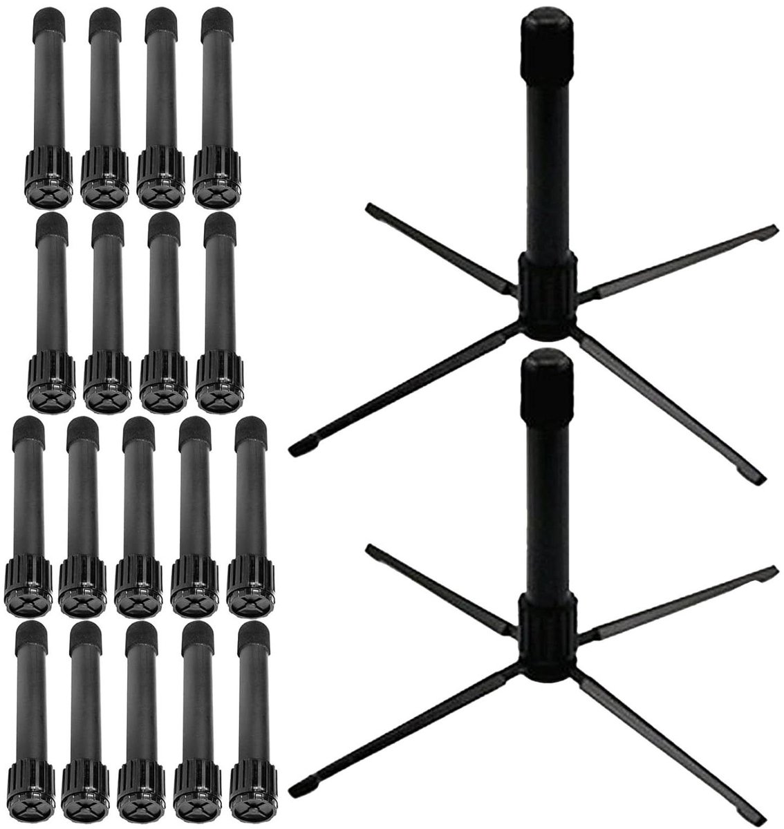 Fluitstandaards - Blaasinstrument Steun - Muziek Oefenen - Compact Opvouwbaar - 20 Stuks - Zwart