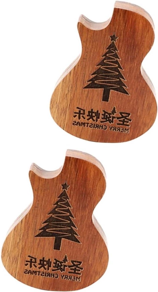 Plectrum Houder - Pick Case - Muziek Opslag - Natuurlijk Hout - 9.66x7.27CM - Lichtbruin
