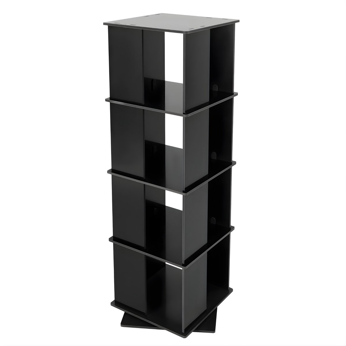 Happiq Boekenkast 4-Laags Draaibaar – 360° Rotating Bookcase – Vrijstaand Boekenkast – Voor Slaapkamer en Woonkamer – Zwart Black