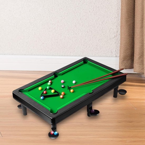 Mini Tafelpoolset - Draagbaar Biljartspel - Gezinsspel Binnen - Hoogwaardig ABS Materiaal - 56 x 34 x 16 cm - Groen van mini — afbeelding 2