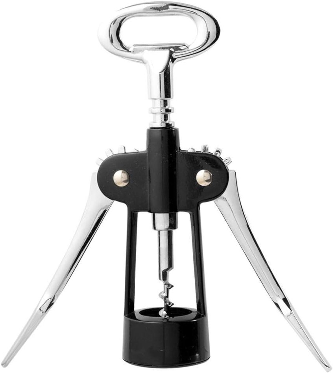 Korfopener - Flesopener Kurkentrekker - Wijn Flessen Openen - Twee Hendels - 8 x 25 cm - Zwart