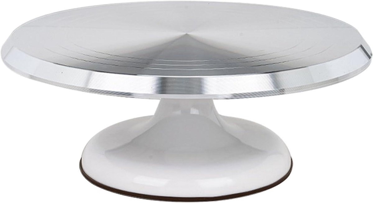 Taartdraaiplateau - Draaibare standaard - Taart decoreren - Stille lagers - 24 cm diameter - Wit