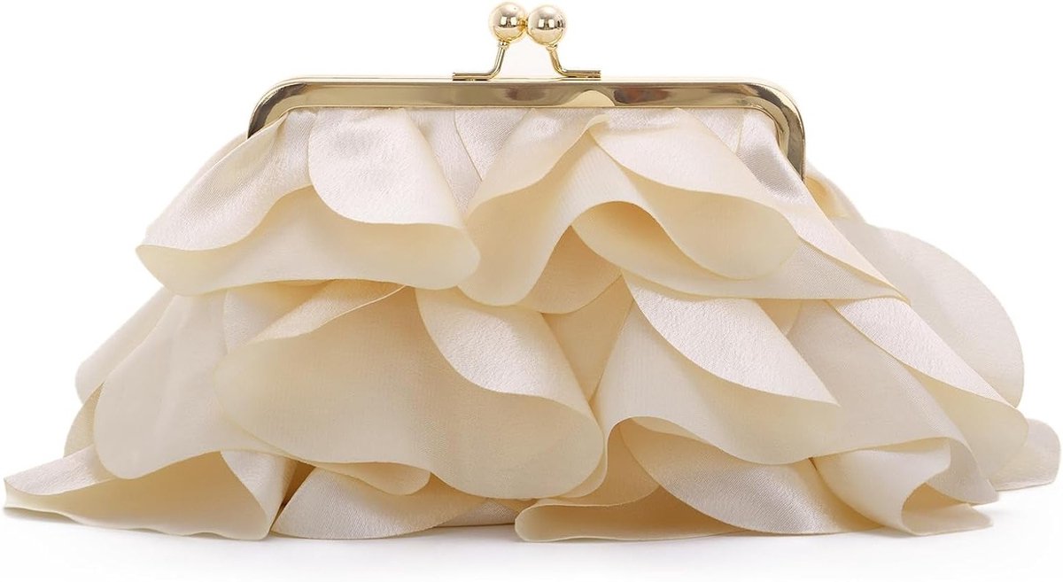 Elegante Zwarte Satijnen Handtas met Bloemenprint voor Avond, Bruiloft of Officiële Evenementen