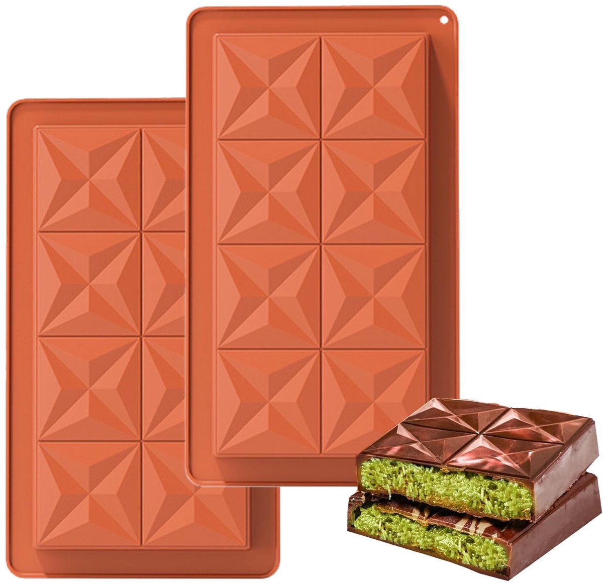 Dailygoods - Set van 2 Siliconen Chocoladereep Mallen voor Snoep en Desserts