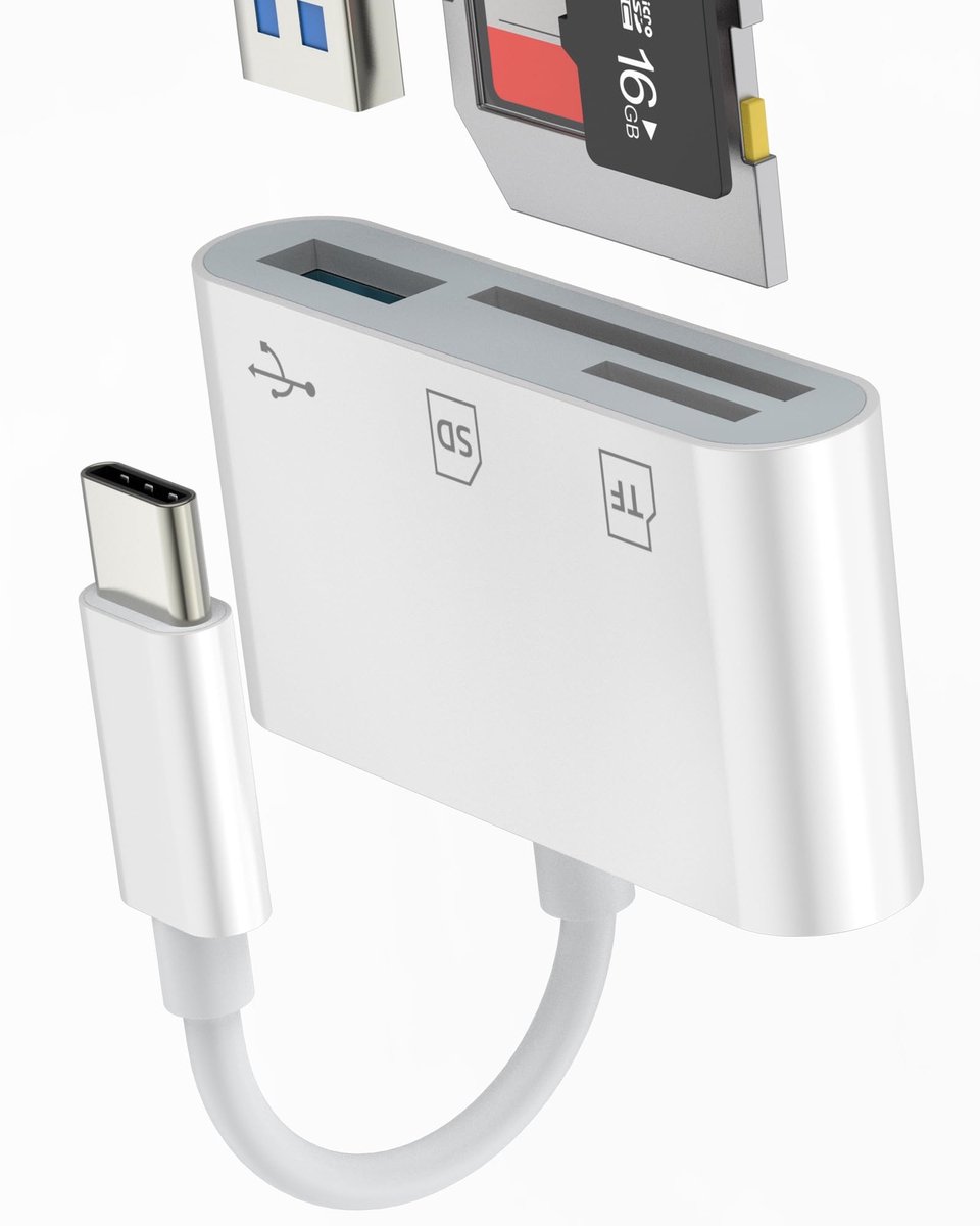 Dailygoods - USB-C 3-in-1 Adapter met SD Micro SD Kaartlezer