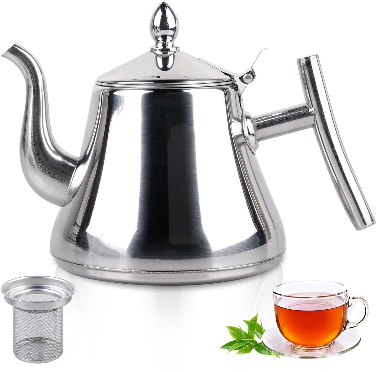 Dailygoods - Roestvrijstalen Theepot met Filter en Inductiecompatibiliteit