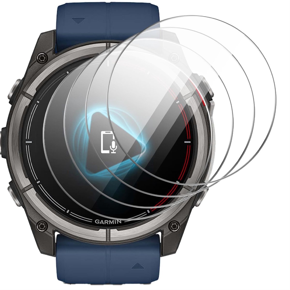 Dailygoods - Displaybeschermfolie voor Garmin Quatix 8, HD gehard glas, 4 stuks