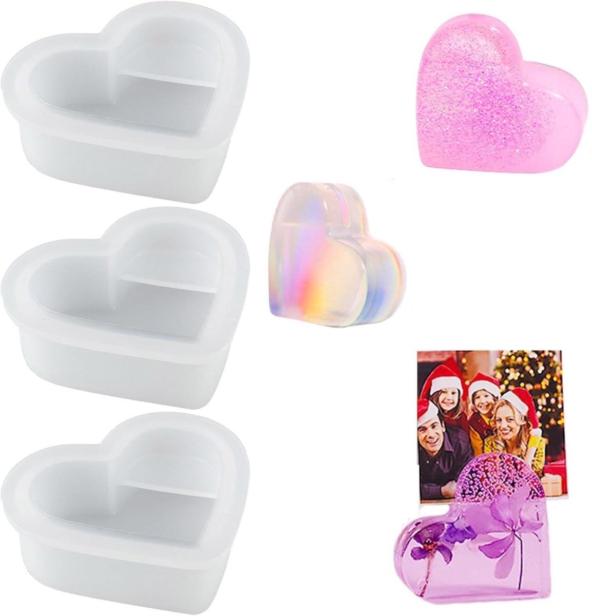 Dailygoods - 3 Stuks Hartvormige Siliconen Gietvormen voor DIY