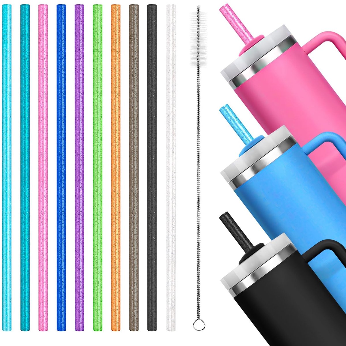 Dailygoods - Set van 10 Herbruikbare Drinkrietjes met Reinigingsborstel