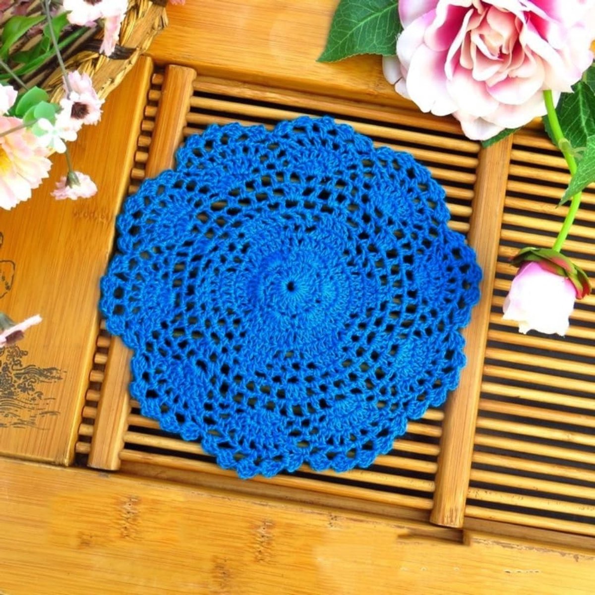 Dailygoods - Set van 2 Handgemaakte Gehaakte Placemats in Blauw