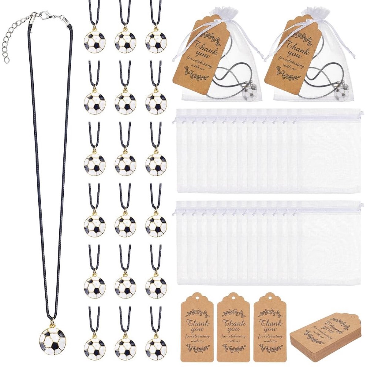 Dailygoods - Verstelbare Sport Kettingen Set met Voetbal Hangers