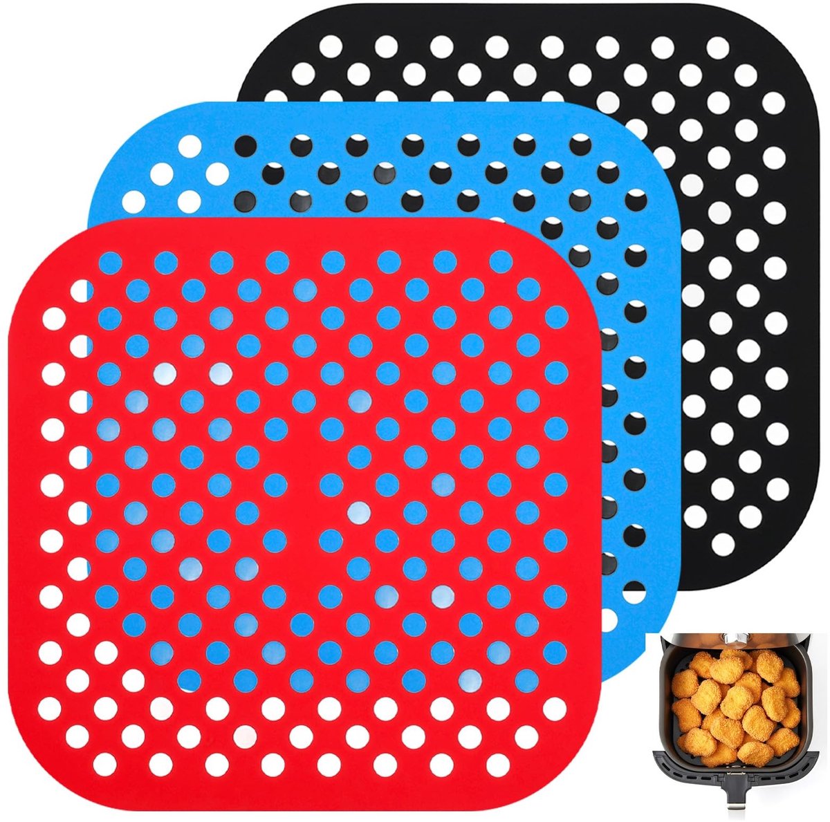 Dailygoods - Set van 3 Siliconen Matten voor Heteluchtfriteuse