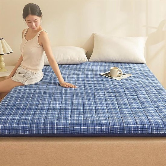 Futon Vloermatras - Opvouwbaar Matras - Comfortabel Slapen - Ergonomisch Ontwerp - King 180x200cm - Blauw — afbeelding 2