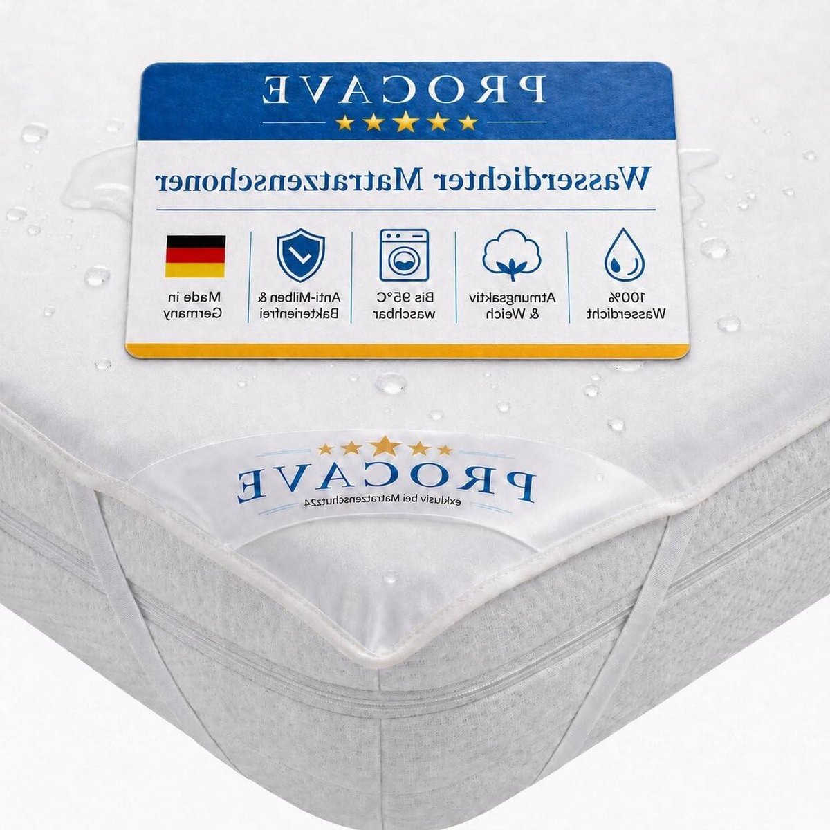 Waterdichte Matrasbeschermer - Matras topper - Hygiënisch Slapen - Ademend Katoen - 200x190 cm - Wit